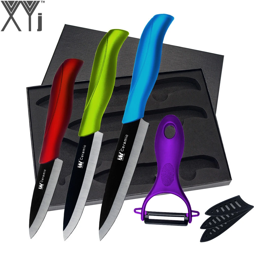XYj Multi colors Handles Kitchen Knife Set 3" 4" 5" Zirconia Nano