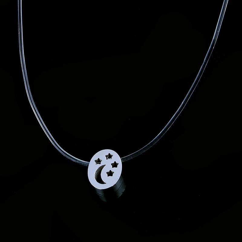 stainless steel invisible chain necklace jewelry necklaces for women necklaces& pendants chocker neckless silver clover - Окраска металла: Type 1