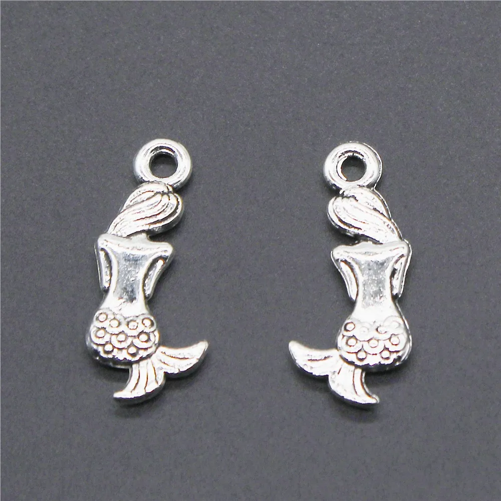 

20pcs Antique Silver Tone 20x7mm Mermaid Charms Pendant For Jewelry Making Diy Jewelry Findings
