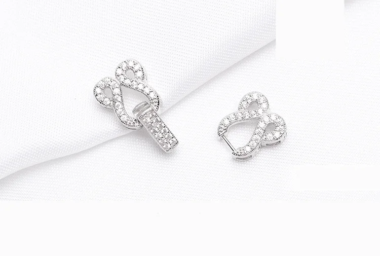 Rhinestone Chinese Knot Fold Over Clasps Connectors For DIY Gemstone Pearls Necklace Bracelets beads end caps Components