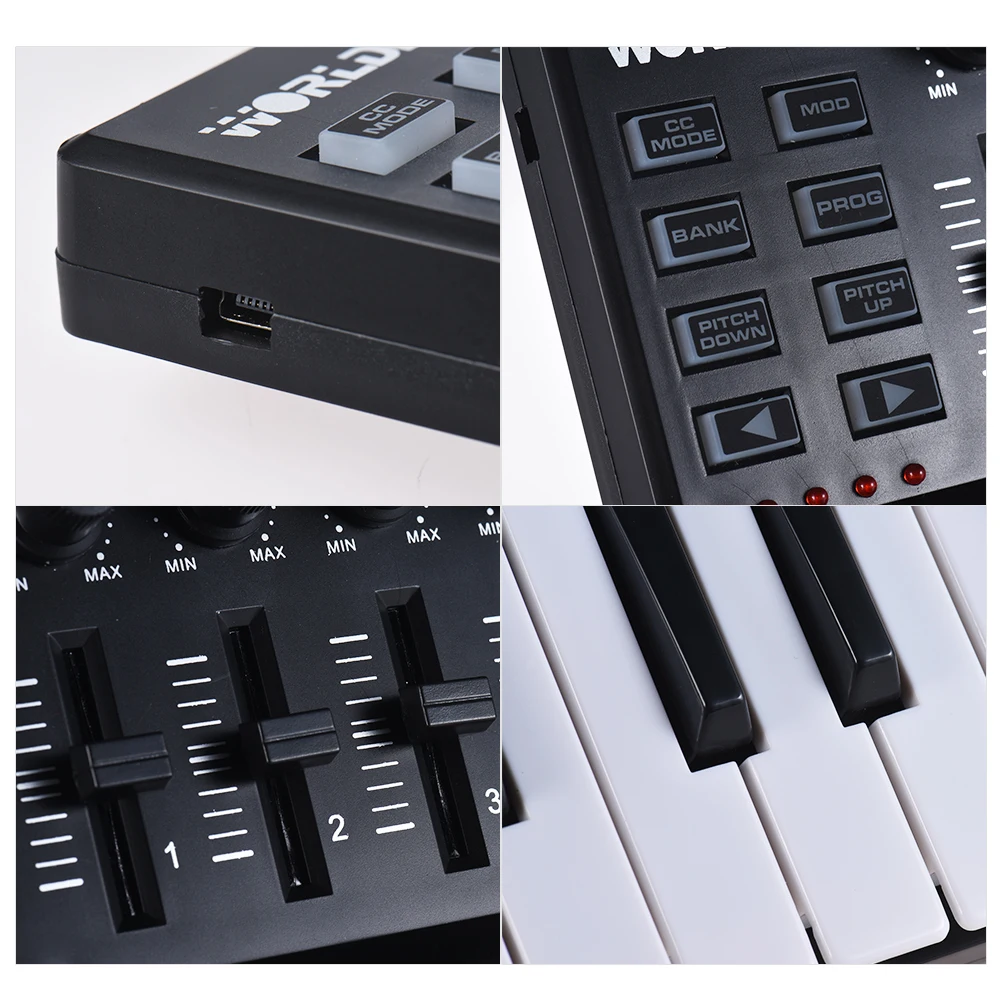 WORLDE Panda MINI 25-Key ультра-портативный USB MIDI контроллер клавиатуры 8 красочных триггерные подушки с подсветкой