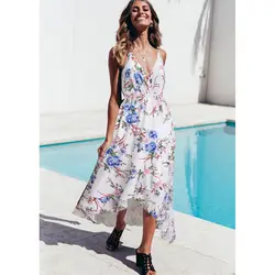 Для женщин s платья для Новое поступление 2019 пляжное платье плюс размеры Лето Boho пляжные туники женская одежда Слип цветочный