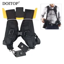 DOITOP Black Double Dual Camera Shoulder Strap Quick Rapid Sling Strap Vest for DSLR Digital Cameras Camera Belt Adjustment