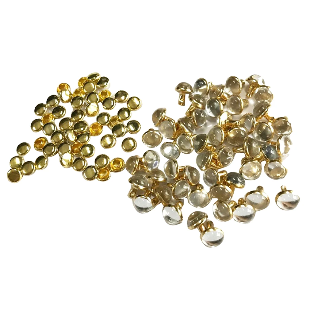 50 Sets Mushroom Dome Rivets Studs Buttons for Leather Belt Bag Shoes Leathercraft 7.5MM	