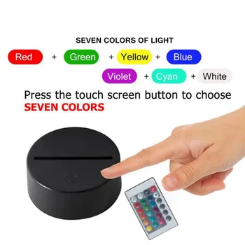 

Touch Switch 3D Lamp Base Modern Black USB Cable Remote Control Night Light Acrylic 3D Led night lamp Assembled Base