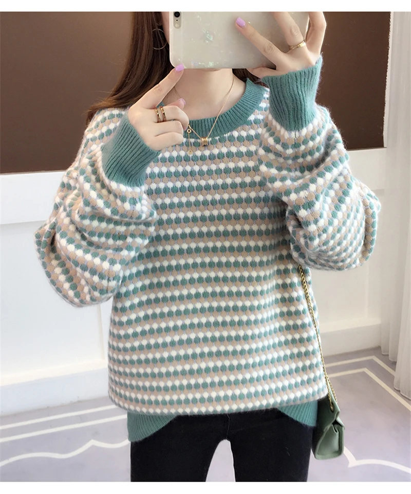 RUGOD New Arrival Striped Women Sweater O-Neck Casual Pullovers Autumn Korean Fashion Women Tops winter clothes maglioni donna