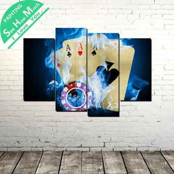 

4 Piece Casino Poker wall art decor poster vintage decorative pictures canvas prints paintings wall pictures for bedroom