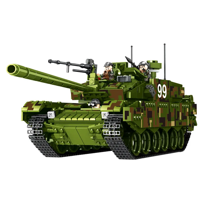 Кирпичи строительные блоки игрушки для детей Военный танк колесница модель