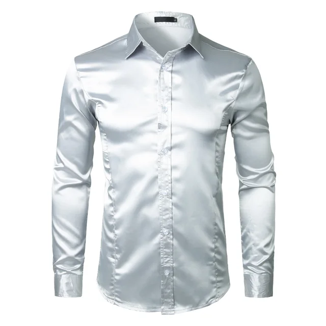 mens black silk dress shirt