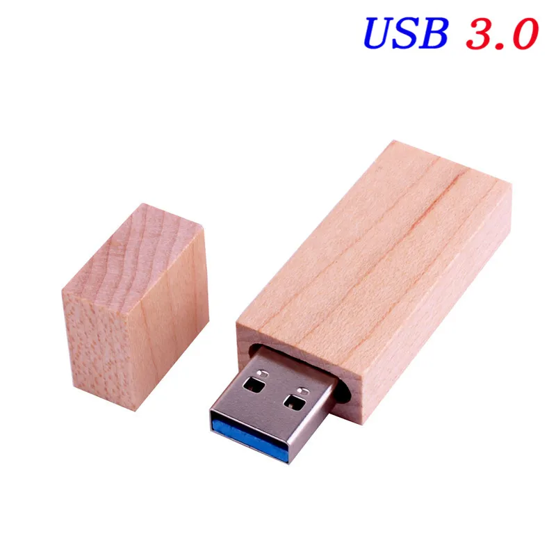 JASTER USB 3,0 логотип на заказ Деревянный usb+ коробка usb флэш-накопитель карта памяти 4 ГБ 8 ГБ 16 ГБ 32 ГБ 64 ГБ U диск свадебный подарок - Цвет: Maple