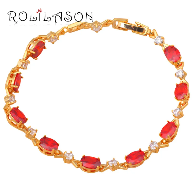 Shining font b Gold b font Tone font b Bracelets b font Zircon Design AAA Red