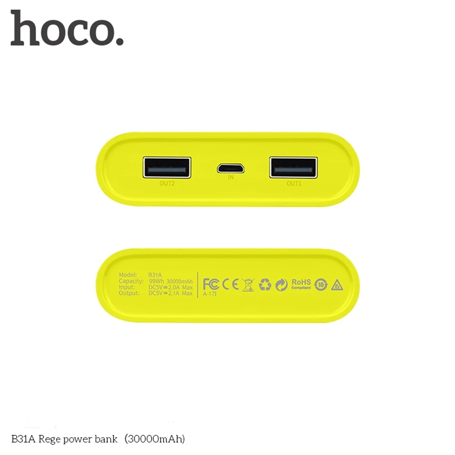 HOCO B31A Power Bank 30000mAh 18650 Portable External Battery Charger Universal Mobile Phone PowerBank 30000mAh Fast Chargers