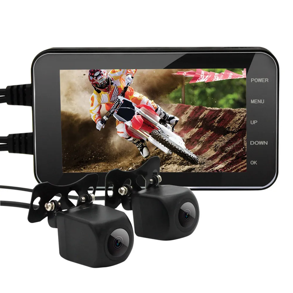 4 дюймовая HD 1080P камера для мотоцикла DVR видеорегистратор с двумя объективами WIFI