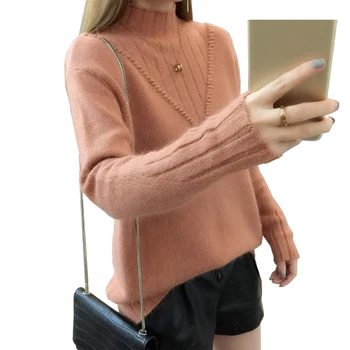 

winter sweater women high collar 100% pure cashmere sweater female thick sweater 2018 new twist pattern warm pullover LJ0725