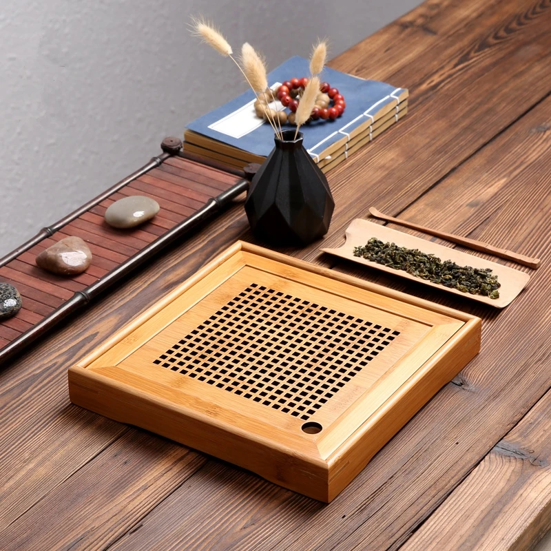 

Natural Bamboo Tea Tray Square And Rectangle Tea Ceremony Table Chinese Kung Fu Tea Set Environment Nature Bamboo Tea board