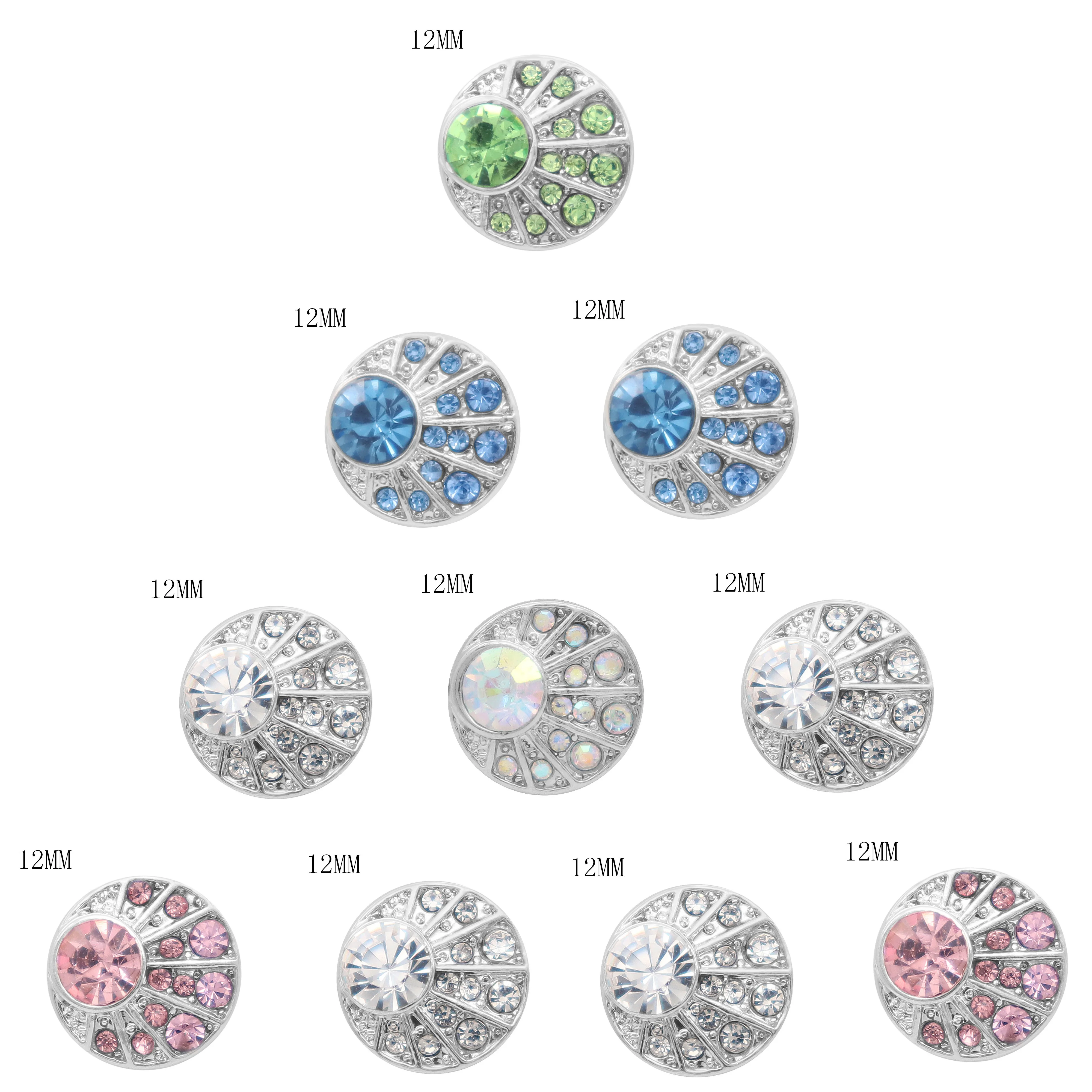

2019 Snap Jewelry High Quality colorful Crystal round 12mm Snap Button Bracelet DIY Ginger Button Snap Jewelry