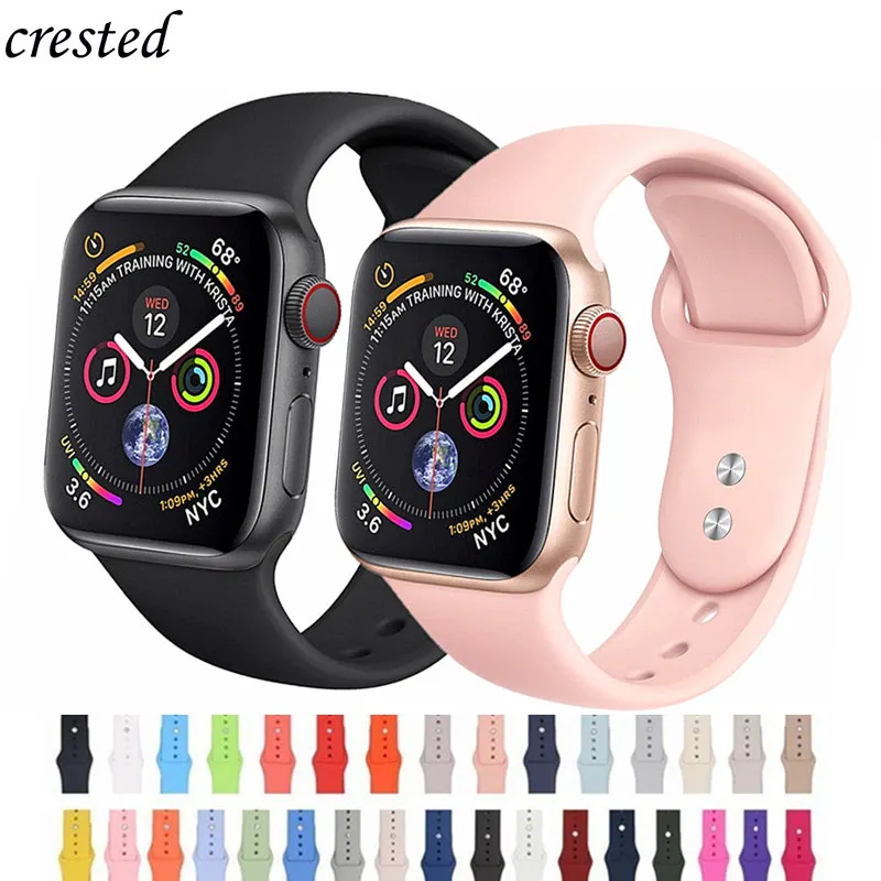 Силиконовый ремешок для Apple Watch 4 band 44 мм/40 мм iWatch band 38 мм/42 мм спортивный браслет ремешок для часов для Apple Watch 3 2 1