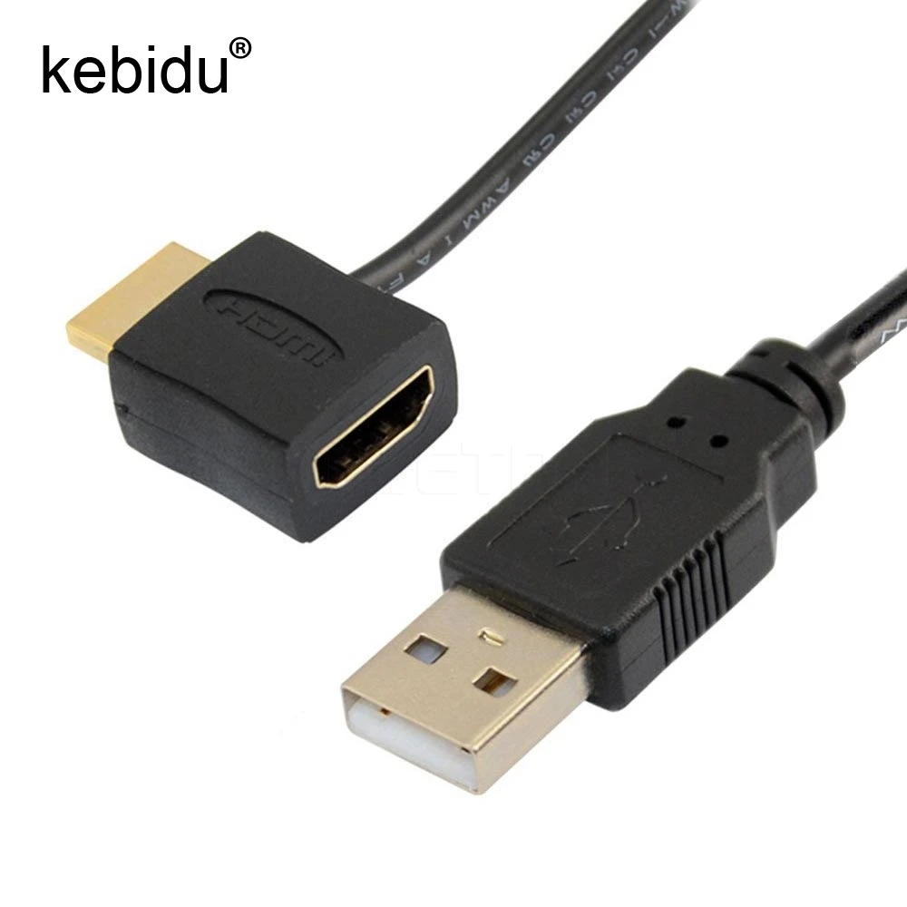 

Kebidu Portable USB 2.0 HDMI Male To Female Adapter Extender Power Supply Connector Cable for 1080P HDTV 0.5m