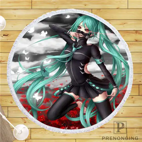 Пользовательские DIY из микрофибры по индивидуальному заказу ткань tokyo_ghul (1) @ 1 круглый пляжный коврик полотенце напечатано по требованию 150