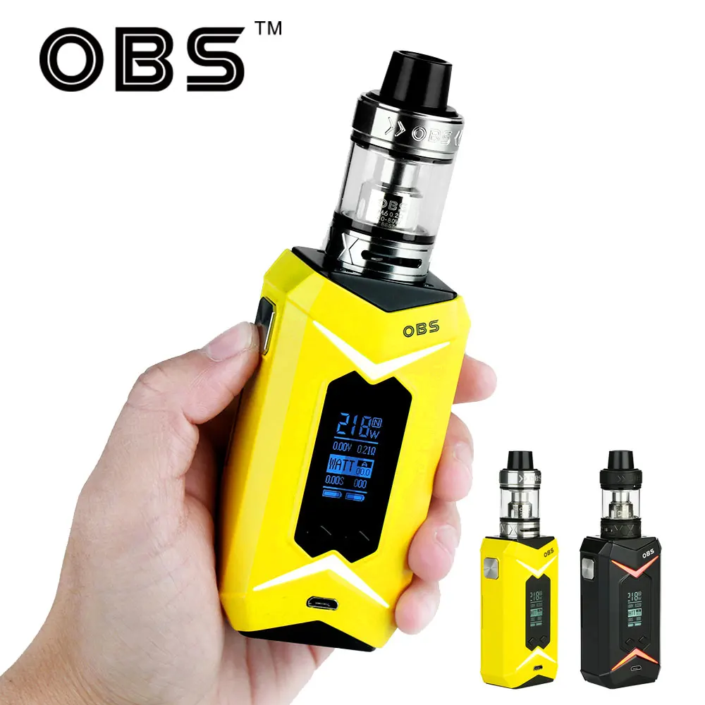 Original OBS Bat Kit W/ 218W Bat Box MOD & Damo Subohm Tank 5ml & 7-color LED Light No 18650 Battery E-cigarettes OBS Vape Kit Original OBS Bat Kit W/ 218W Bat Box MOD & Damo Subohm Tank 5ml & 7-color LED Light No 18650 Battery E-cigarettes OBS Vape Kit