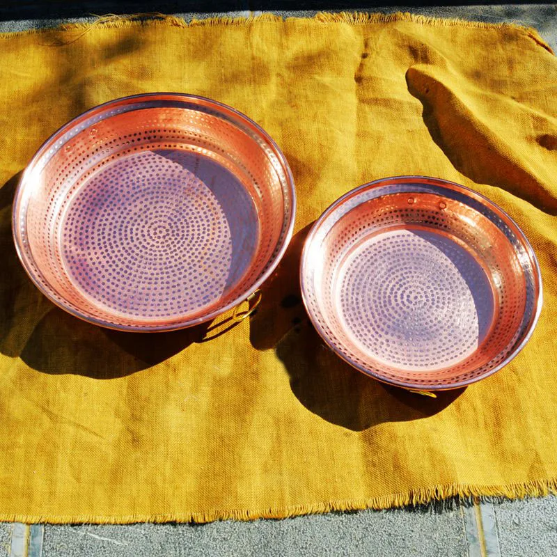 Deep Copper Plate Pure Flat Bottom with Handle Copper Pot Over sized