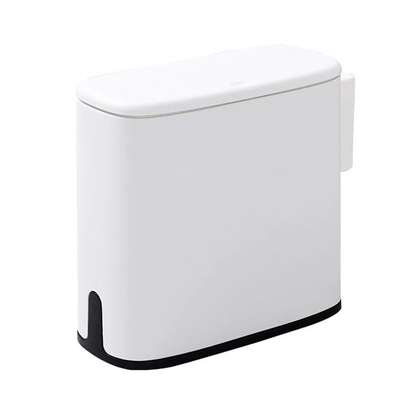 10L Narrow Plastic Trash Can Set Bathroom Waste Bin Dustbin Trash Cans Garbage Bucket Garbage Bag Dispenser