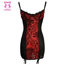 Цветочный принт красный/черный сетчатый бюстгальтер «на косточках» на шнуровке сзади сексуальное нижнее белье Babydoll ночное белье, нижнее белье для женщин Fantasias Sensuais