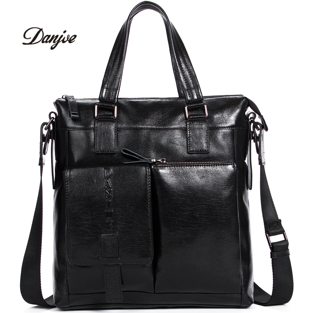 

DANJUE Handbag Male Genuine Leather Men Business Messenger Bags Brand Cow Leather Briefcase Large Capacity Men Bag