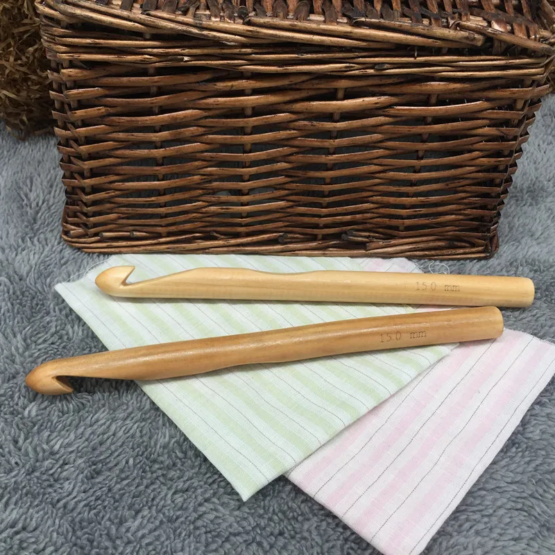 buy 1Pcs Carbonize All Bamboo Crochet Hooks Knitting Needles 15MM Single End Hand Sewing Needles