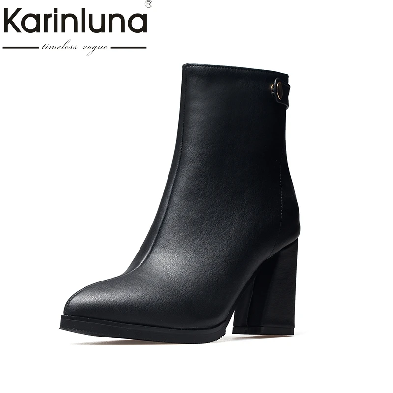 

Karinluna 2018 top quality Fashion Large Sizes 32-43 high heels brand women shoes woman platform ankle boot winter chelsea boots