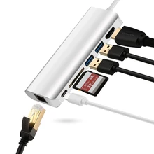 Все в 1 USB C концентратор с Тип C PD Мощность 4 К видео HDMI SD Card Reader Тип- C преобразователь
