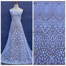 La Belleza 1 ярд белые блестки на белой сетке embroidred кружевной ткани для платья ткани