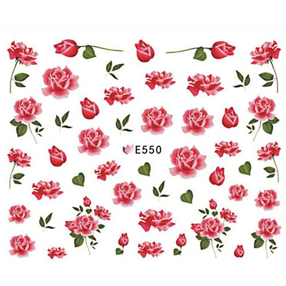 1 лист красный цветочный цветок 3d клей для ногтей наклейки-слайдеры Super Thins Bloomy розовые блестки для ногтей наклейки Красота Советы украшения BEE550