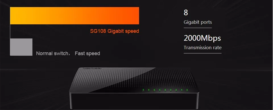 Tenda SG108 сетевой 8 Порт гигабитный настольный коммутатор 10/100/1000 Мбит/с быстрый Ethernet коммутатор Lan концентратор полный/полудуплексный обмен