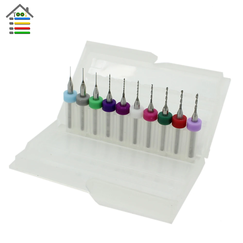 

New 10pcs Micro Carbide PCB Drill Bits Set 0.3mm-1.2mm for CNC Cutter Acrylic Plastic PCB Board Mini Drills