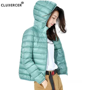 

2018 New winter Women ultra light down 90% duck down Hooded dwon jacket long sleeve warm slim ladys jacket coat Plus size