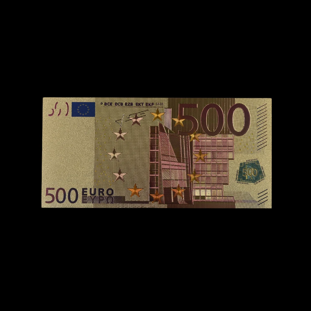 10 шт./лот цветные евро 500 банкноты в 24 каратном золоте имитация Денег ЕС