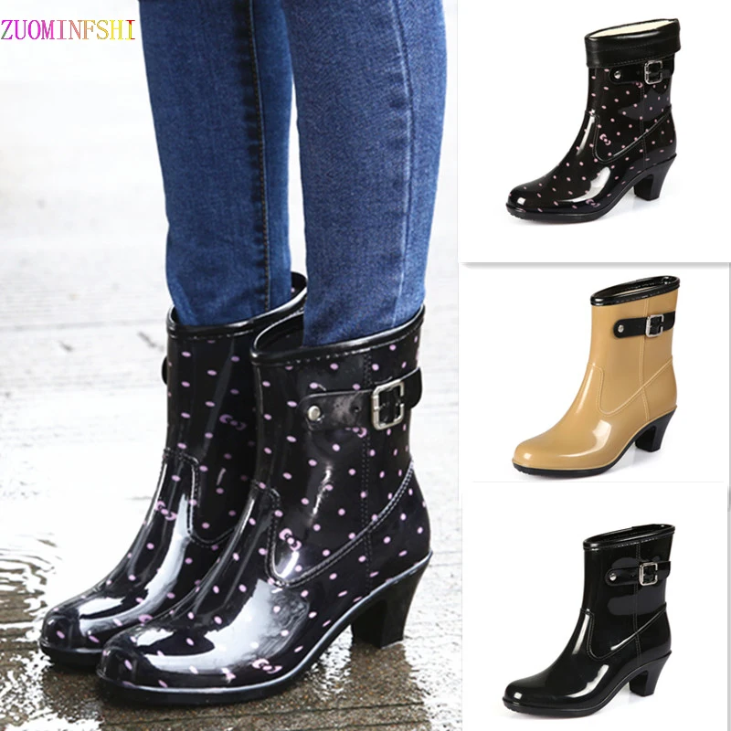 heeled rain boots