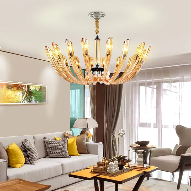 

Modern LED Crystal chandelier lighting Nordic luxury copper fixtures living room pendant lamps bedroom hanging lights