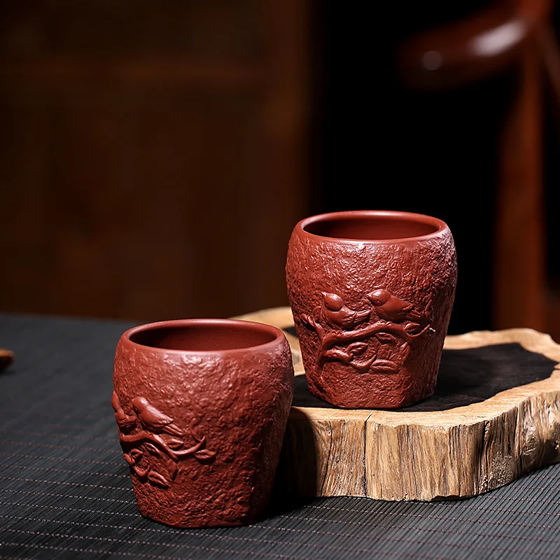 

PINNY 100ml Large Yixing Purple Clay "Gong Chun" Teacup Hand Made Engraving Tea Cup Chinese Kung Fu Tea Bowl Heat Resistant Cups