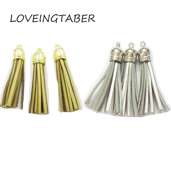 

( Choose Color First ) Newest ! 50mm 100pcs/lot Silvery Golden Suede Leather Tassel Pendants
