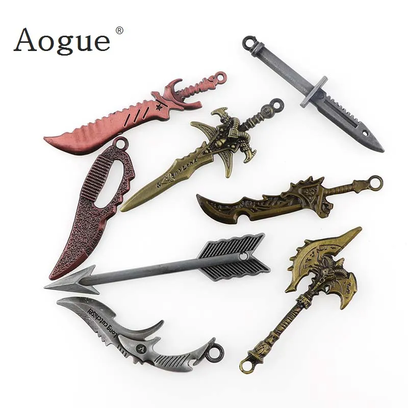 

3 Colors Antique Metal Arrow Saber Axe Dagger Charms Diy Jewelry Handmade Weapon Pendant Charm For Car Key Chain