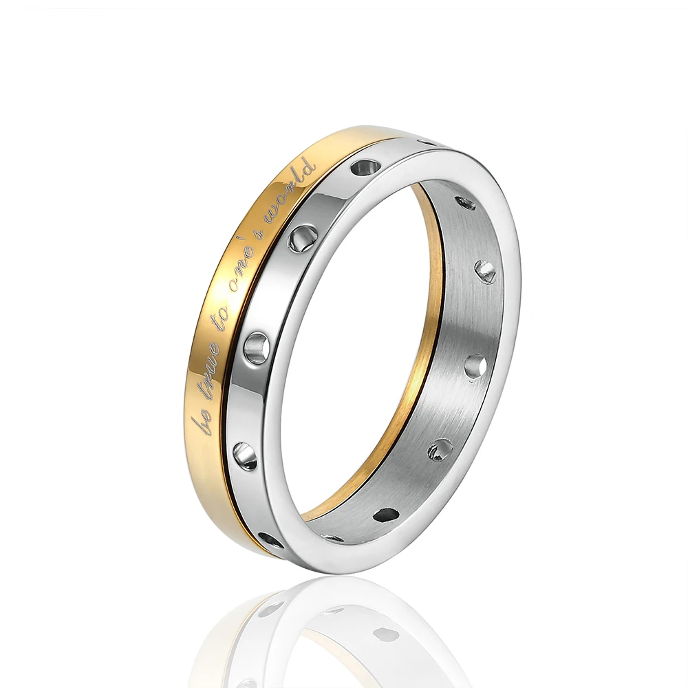 Горячая Мода 316L нержавеющая сталь позолоченное кольцо любовь Обручальное кольцо для женщин