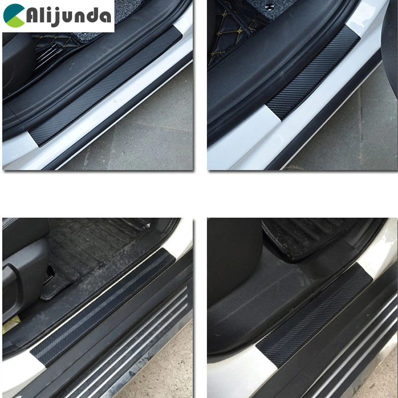 4pcs carbon fiber look car door shield anti scratch protector extractors car anti kick sticker for audi a series c s series car stickers aliexpress