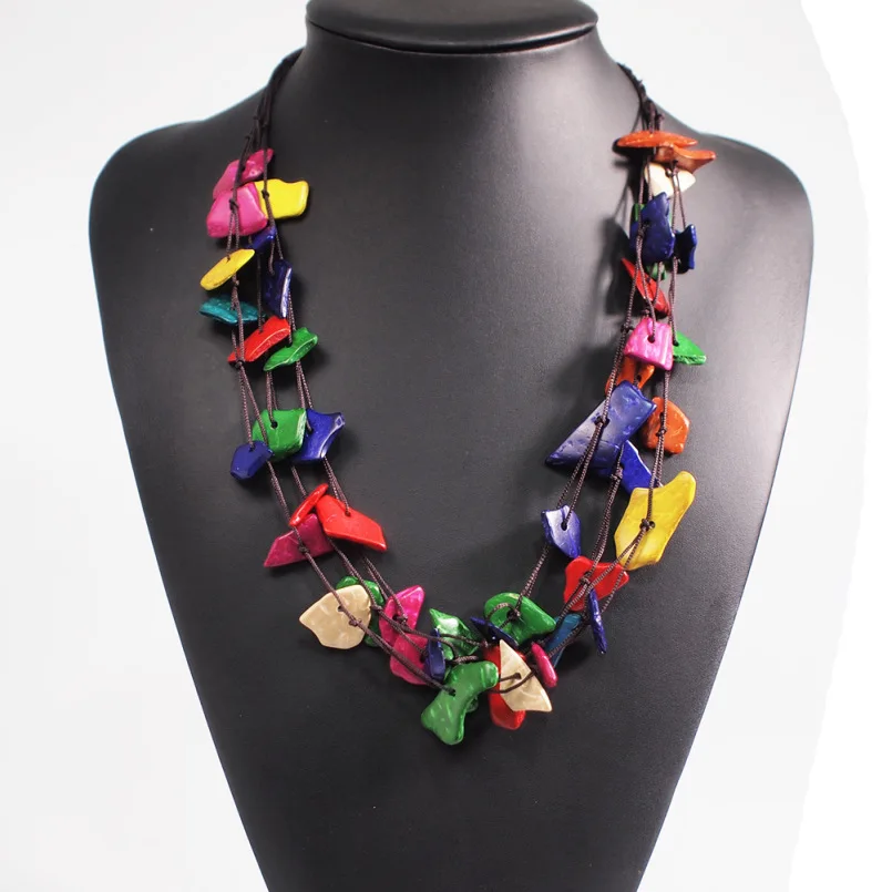 MANILAI, длинное богемное деревянное ожерелье ручной работы, Женская массивная Геометрическая подвеска, ожерелье, аксессуары, ювелирное изделие - Окраска металла: Multicolor Necklaces