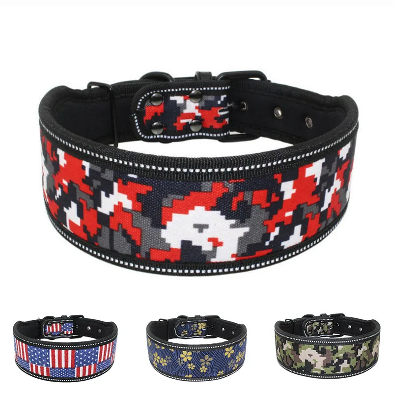 Nylon Dog Collar Soft Foam Padded Collar for Big Dogs Heavy and Duty