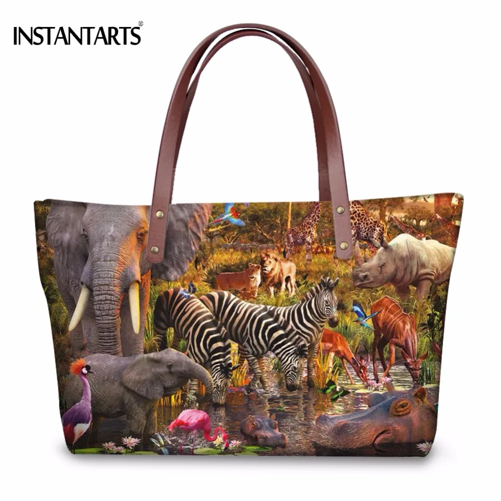 

INSTANTARTS Funny Animals World Printing Women Large Handbags Brand Design Female Shopping Tote Bags Fashion Daily Shoulder Bag