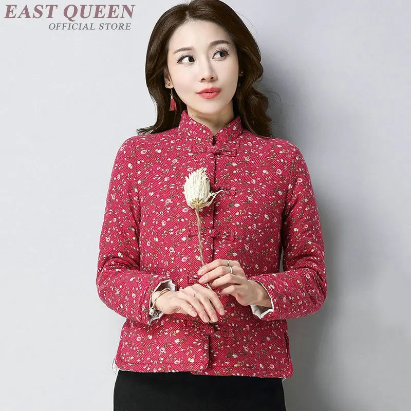 Winter women thick coat cardigan print floral traditional top clothes mid-age female vintage full sleeve bodycon coats AA3224 F