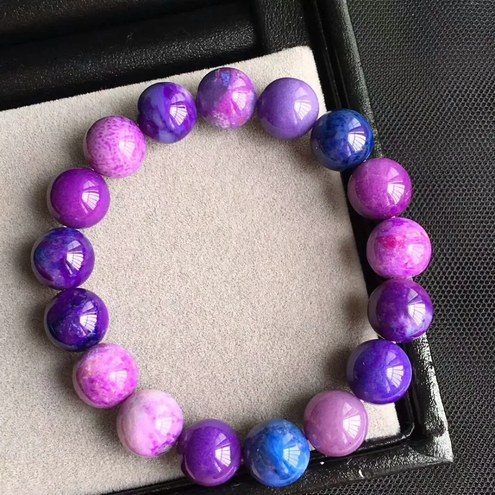 

Natural Sugilite Royal Blue Pink Purple Bracelets Healing Stone Gemstone 12mm Top Quality Round Beads Woman Certificate AAAAAA