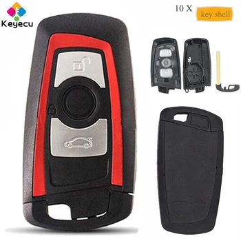 

KEYECU 10PCS Red Edge CAS4 Smart Remote Key Shell Case With 3 Button - FOB for BMW F 1 3 5 7 Series 2009-2016 FCC ID: YGOHUF5662